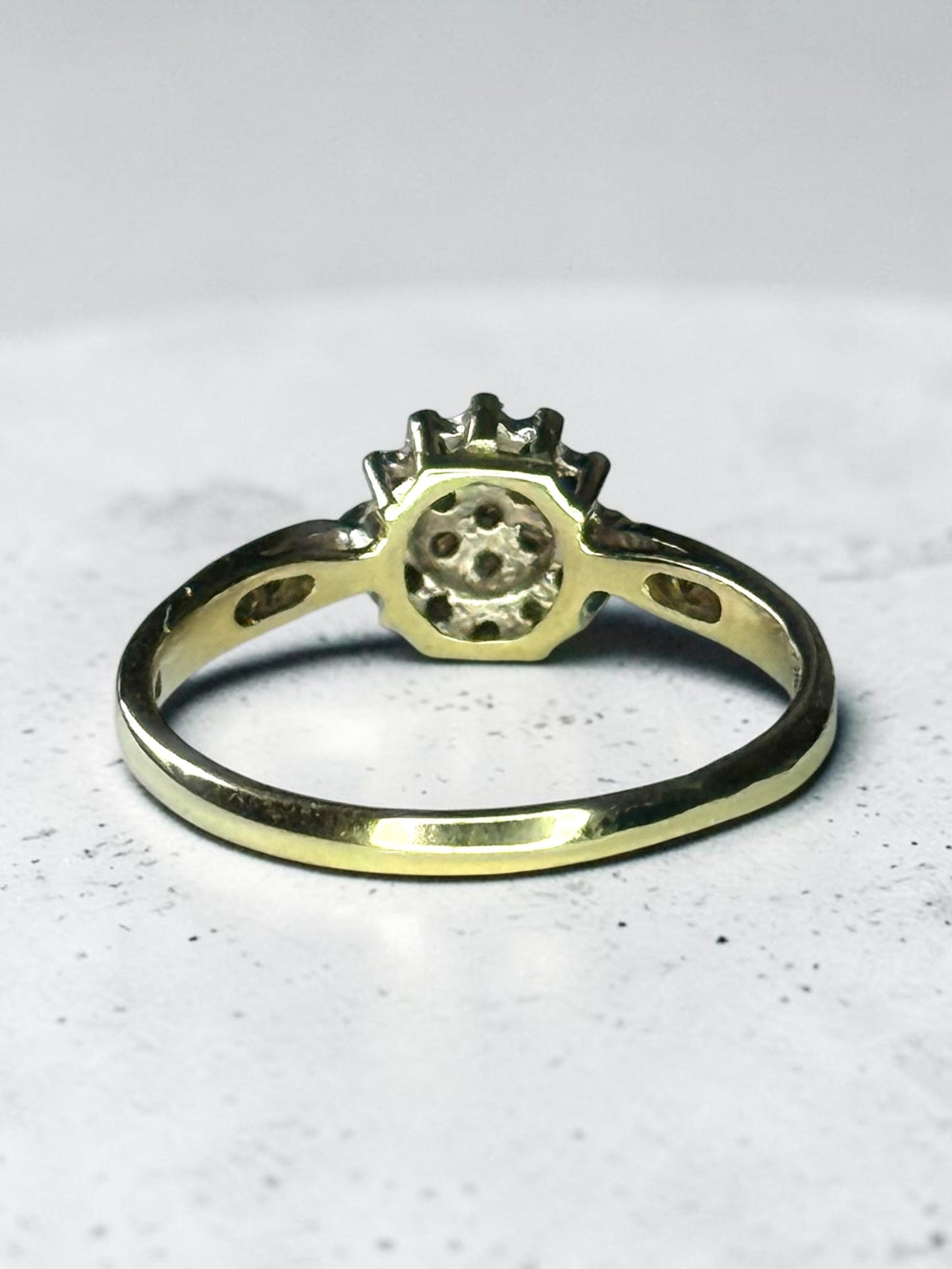 Diamond Cluster 9ct Gold Ring Hallmarked Size L 1/2