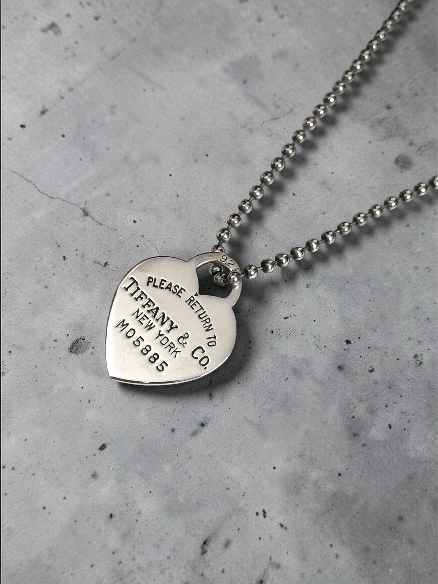 Tiffany & Co Return To Tiffany Heart With 34" Beaded Chain Silver 925