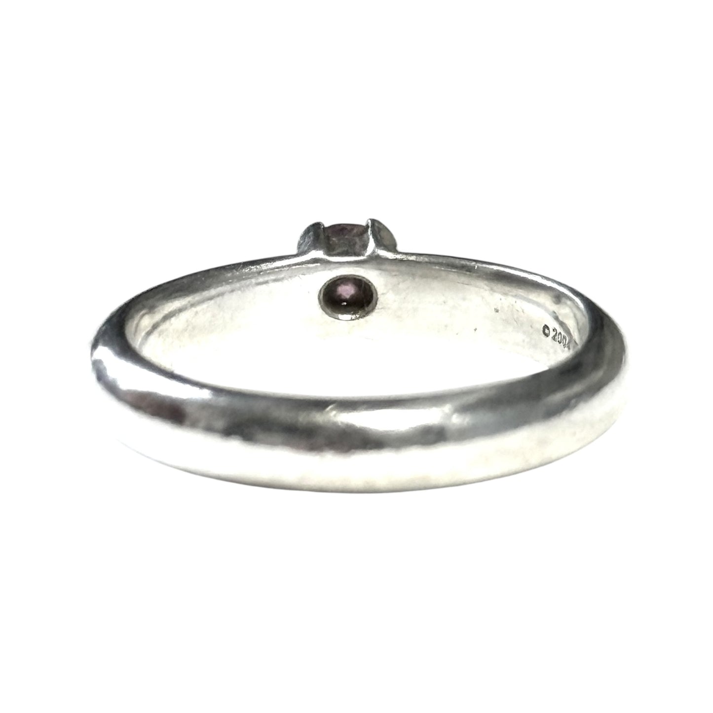 Rare Tiffany & Co Pink Tourmaline Silver Stacking Ring SIze J 1/2
