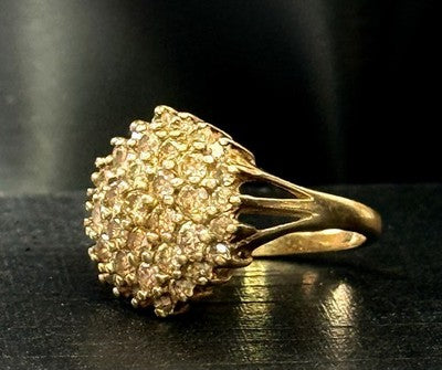 Spectacular Vintage Royal Cognac 1ct Diamond Cluster Ring