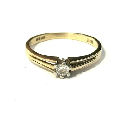 Cute Vintage Diamond Solitaire Size H 1/2 Gold Ring