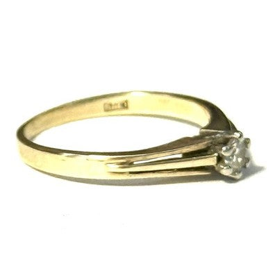 Cute Vintage Diamond Solitaire Size H 1/2 Gold Ring