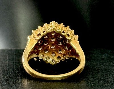 Spectacular Vintage Royal Cognac 1ct Diamond Cluster Ring