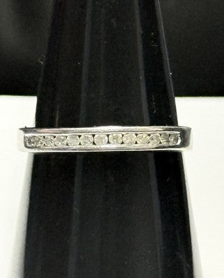 Sleek White Gold Channel 0.4ct Diamond Half Eternity Stacking Ring