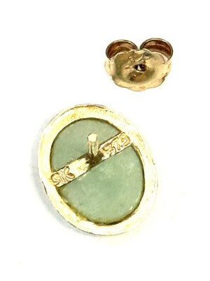 Pretty Oval Light Green Jade 9K Earrings