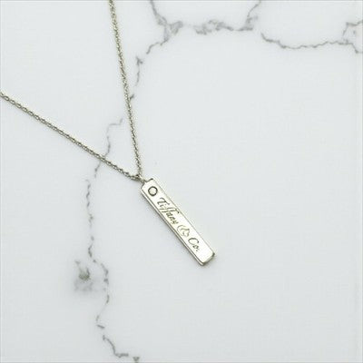 Tiffany & Co Diamond Bar Ingot Silver 925 & Chain Authentic