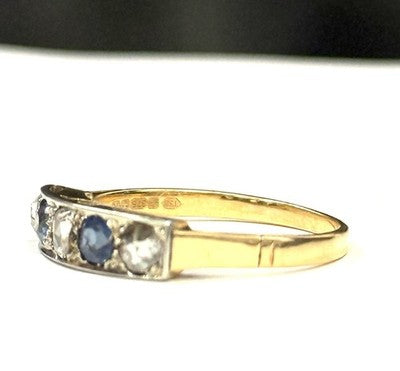Vintage Rose Cut Diamond & Sapphire Gold Ring