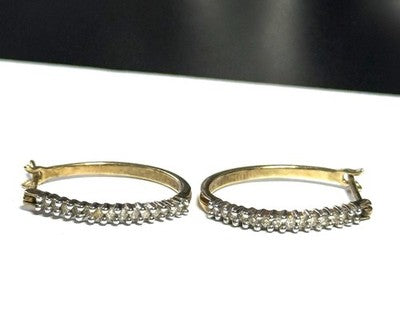 28 Diamond Studded 9ct Gold Hoop Earrings