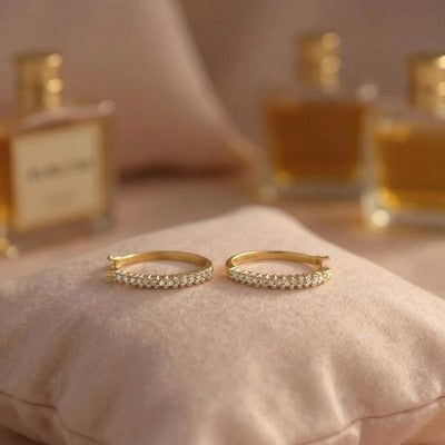 28 Diamond Studded 9ct Gold Hoop Earrings