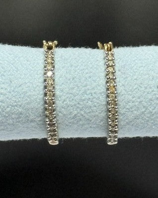 28 Diamond Studded 9ct Gold Hoop Earrings