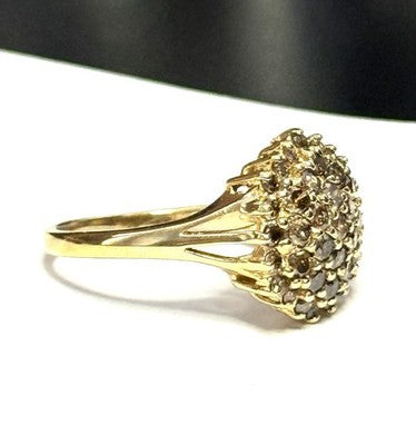 Fabulous Vintage 1ct Champagne Diamond Cluster Ring
