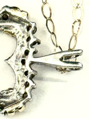 Diamond Studded White & Yellow Gold 10k Heart Pendant & Chain
