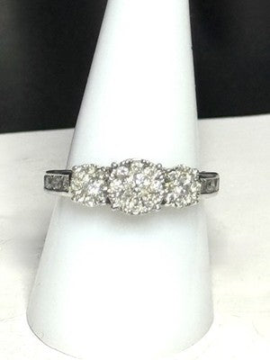 WoW Three Graduated Diamond Cluster & Channel Set Shoulder 9ct White Gold Ring