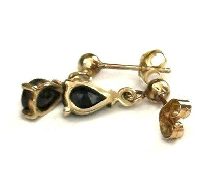 Sapphire Dangle Earrings 9ct Gold Studs
