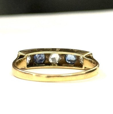 Vintage Rose Cut Diamond & Sapphire Gold Ring