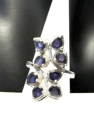 Stunning Blue Amethyst Multi Gem Floral Design Ring