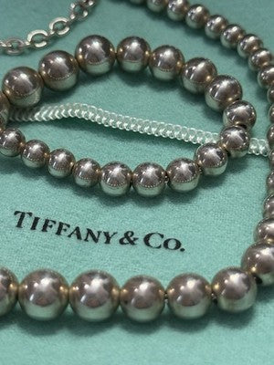 Tiffany & Co. Graduated Bead HardWear Drop Silver 16" - 18" Extendable Necklace