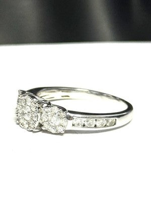 WoW Three Graduated Diamond Cluster & Channel Set Shoulder 9ct White Gold Ring