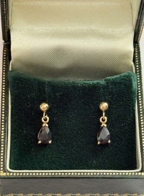 Sapphire Dangle Earrings 9ct Gold Studs
