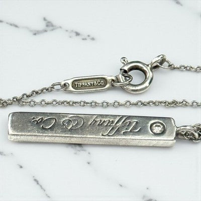 Tiffany & Co Diamond Bar Ingot Silver 925 & Chain Authentic