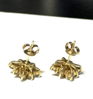 Unique Vintage Citrine & Tanzanite Gold Stud Earrings