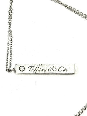 Tiffany & Co Diamond Bar Ingot Silver 925 & Chain Authentic