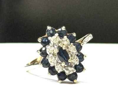 Diamond & Sapphire Marquis Multi Stone Ring