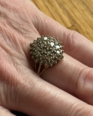 Spectacular Vintage Royal Cognac 1ct Diamond Cluster Ring