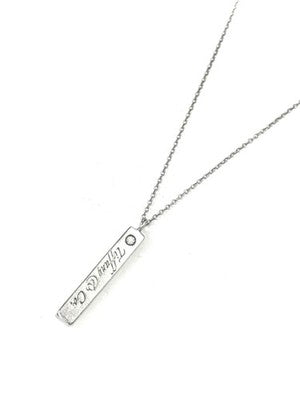 Tiffany & Co Diamond Bar Ingot Silver 925 & Chain Authentic