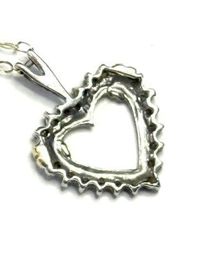 Diamond Studded White & Yellow Gold 10k Heart Pendant & Chain