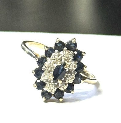 Diamond & Sapphire Marquis Multi Stone Ring