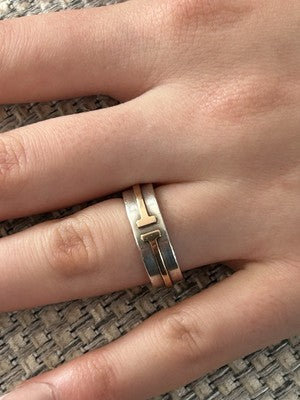 Tiffany & Co. 18Ct 18K Gold and Silver T Wide Band Ring size K UK Hallmarked