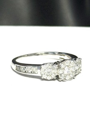 WoW Three Graduated Diamond Cluster & Channel Set Shoulder 9ct White Gold Ring