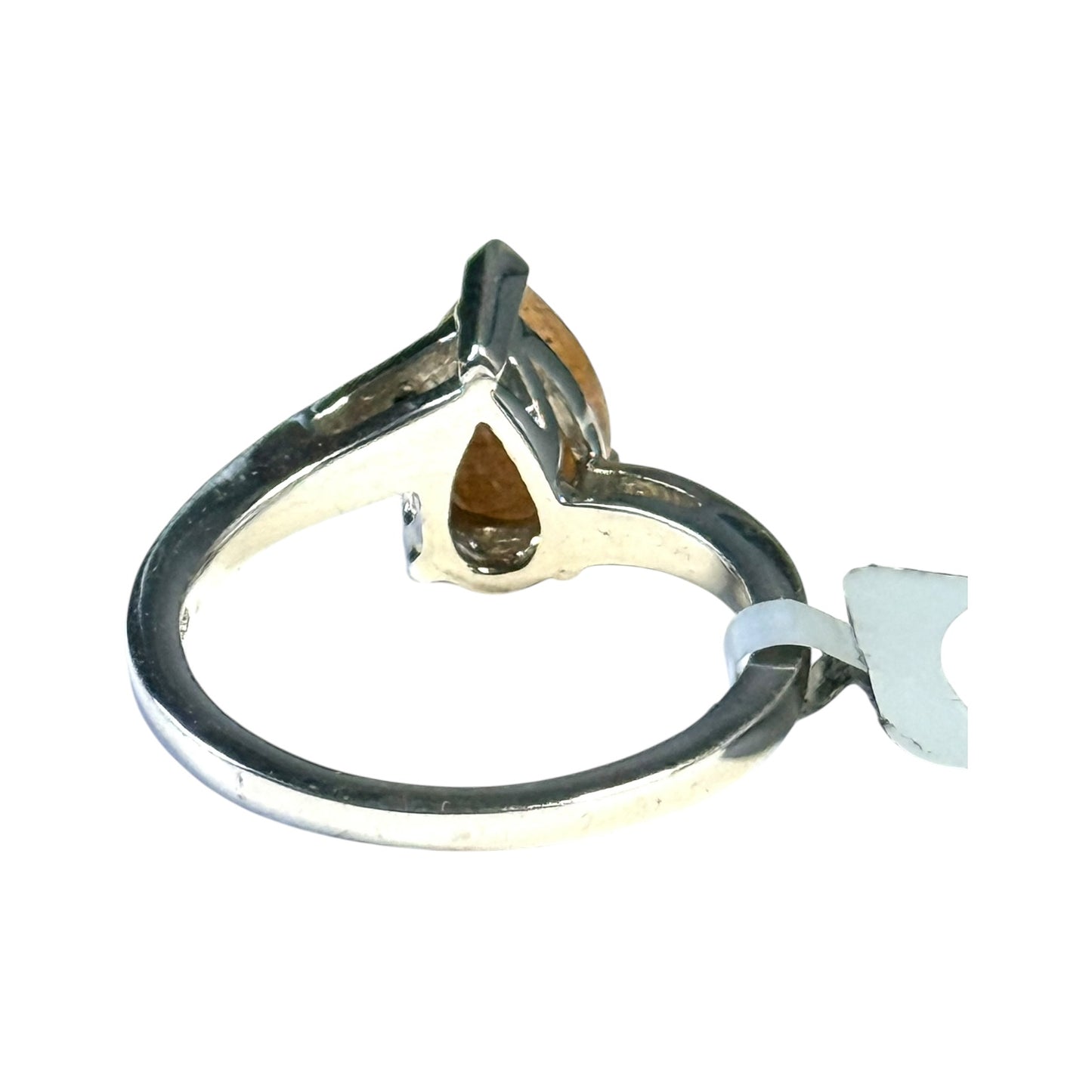 New Sunstone & Yellow Moissanite Silver Ring Size P 1/2 CSC