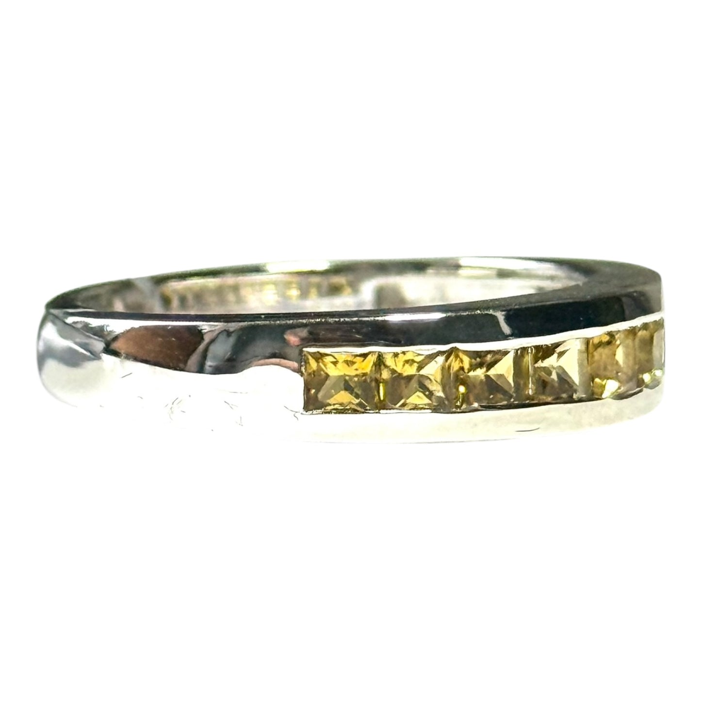 New Citrine Channel Set Silver Ring Size N CSC