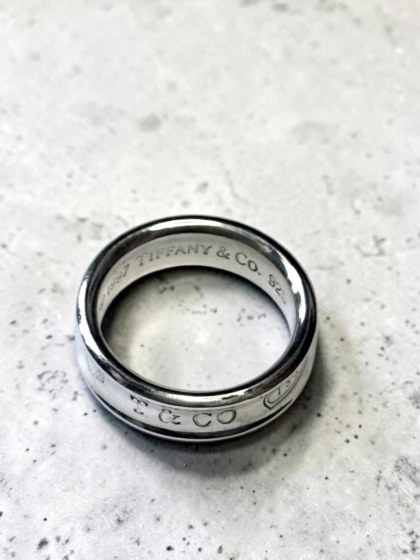 Tiffany & Co Concave Band 1837 Silver 925 Ring Size S 1/2