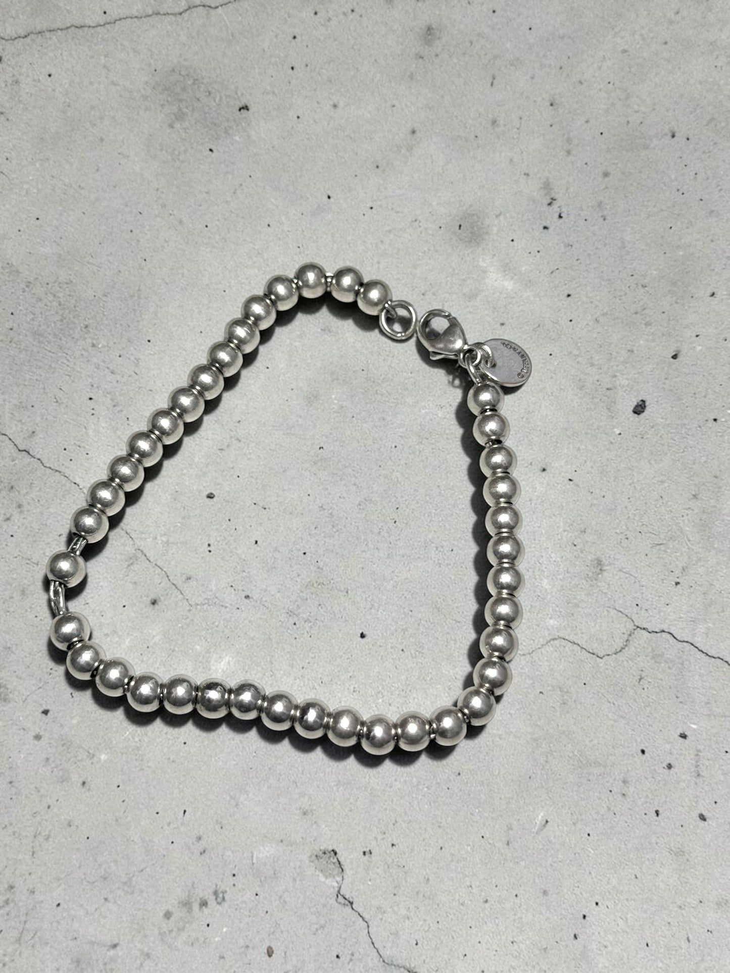 Tiffany & Co Plain Bead Bracelet 925 Silver Small 6.5"