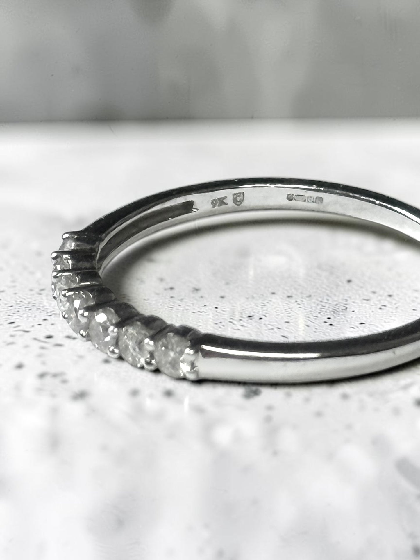 0.21ct Diamond White Gold Stacking Ring Size P 1/2 Hallmarked