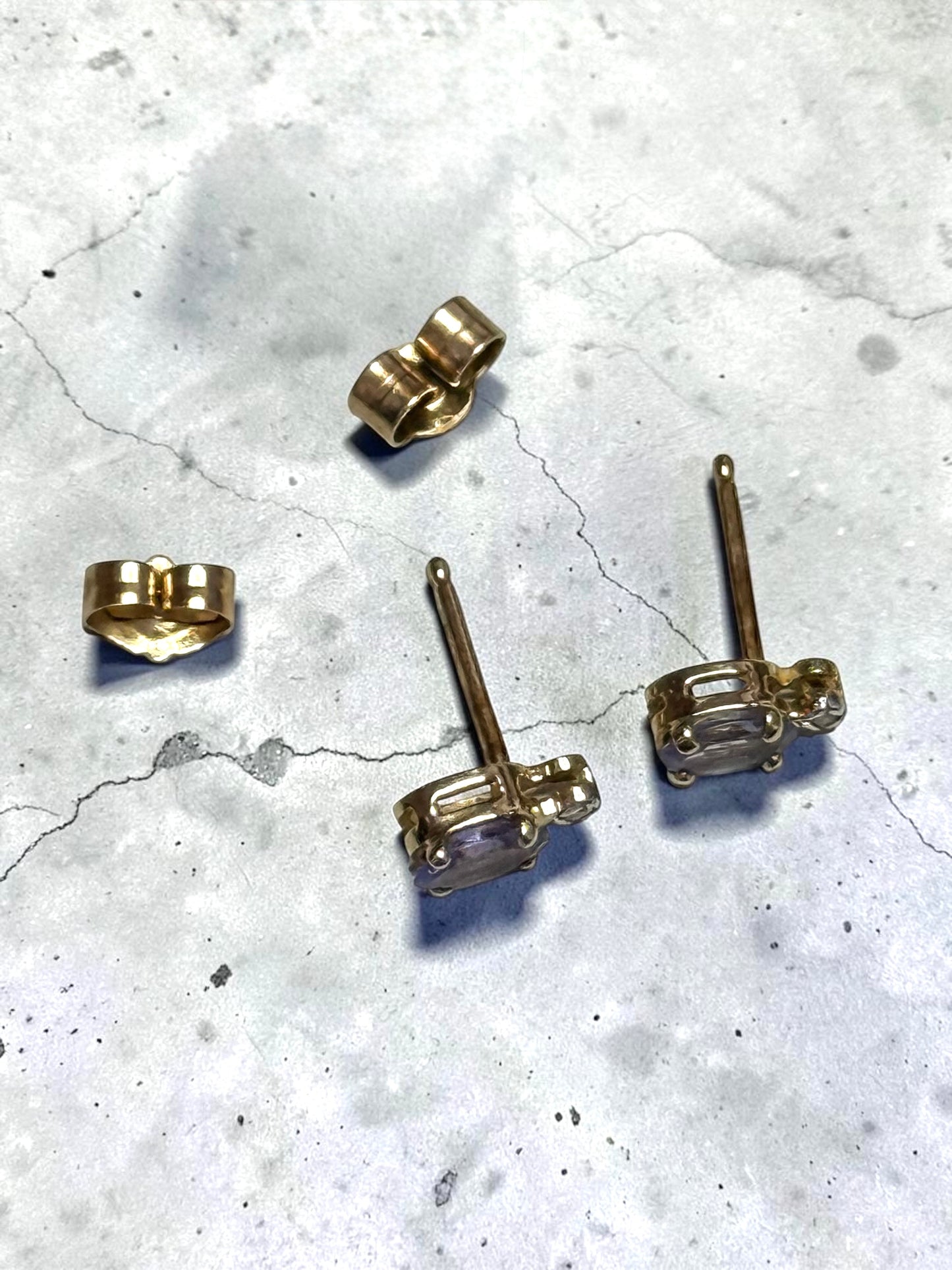 Tanzanite & Diamond 10k Gold Stud Earrings