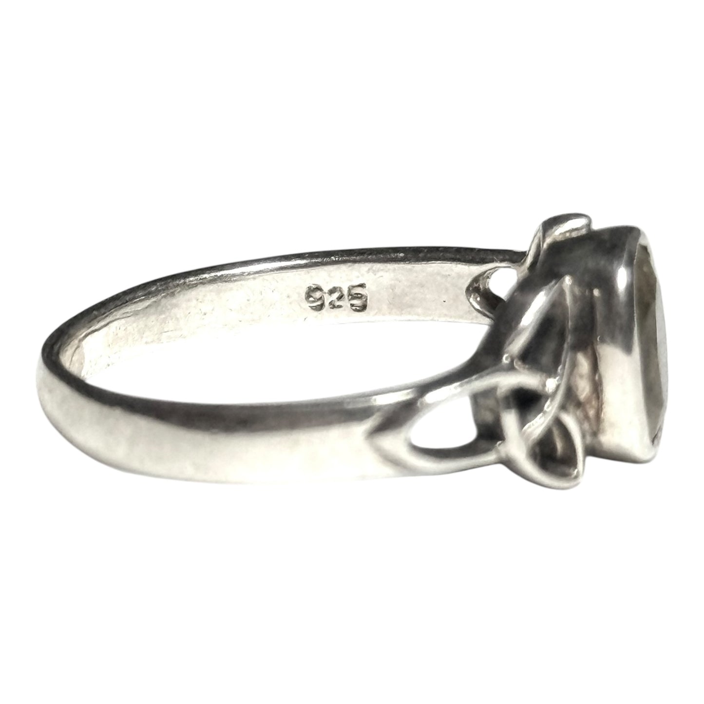 Citrine Celtic Design Silver Ring Size Q 1/2