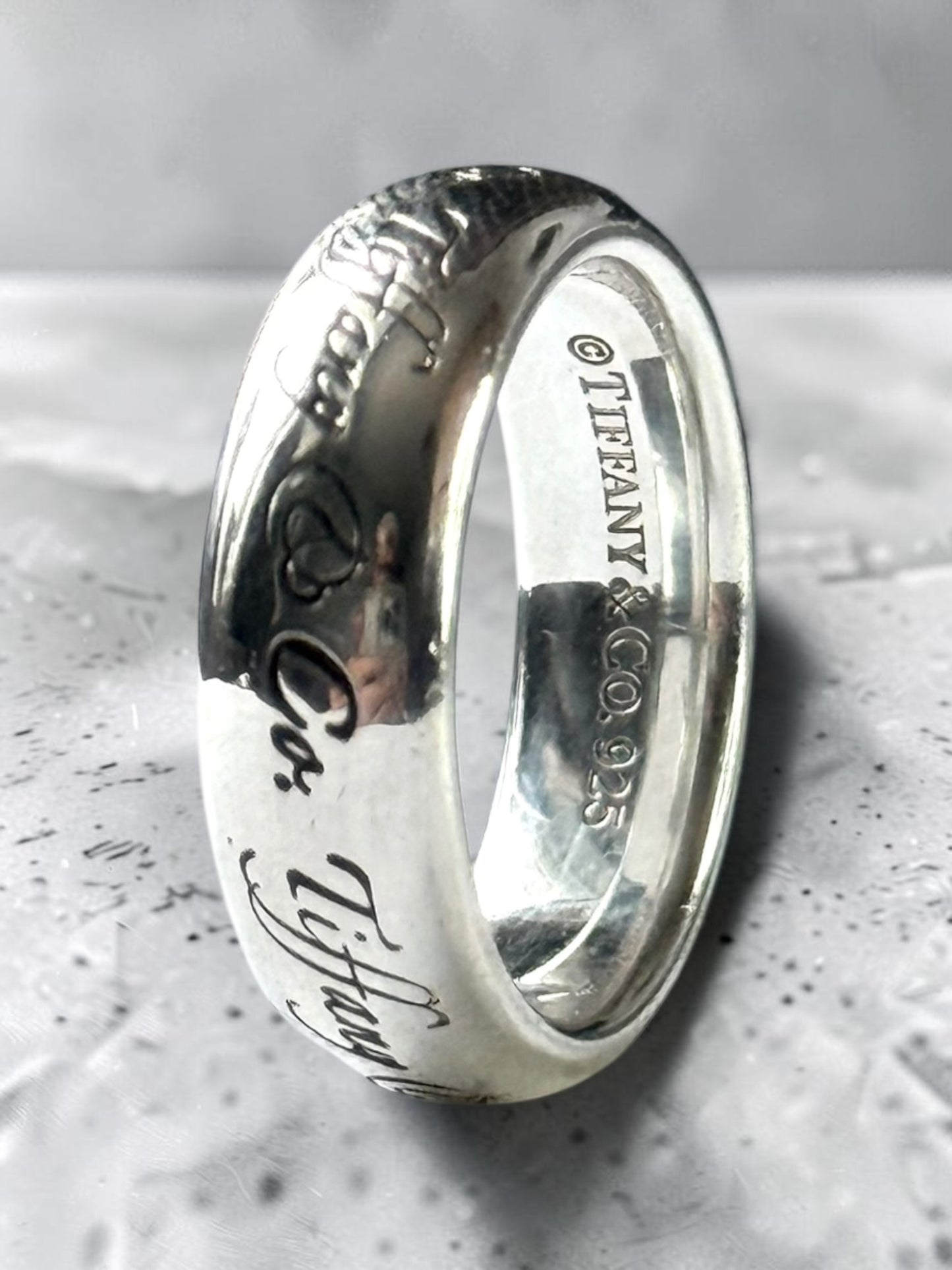 Tiffany & Co. Silver Script Note Tiffany & Co. Ring Band Size L