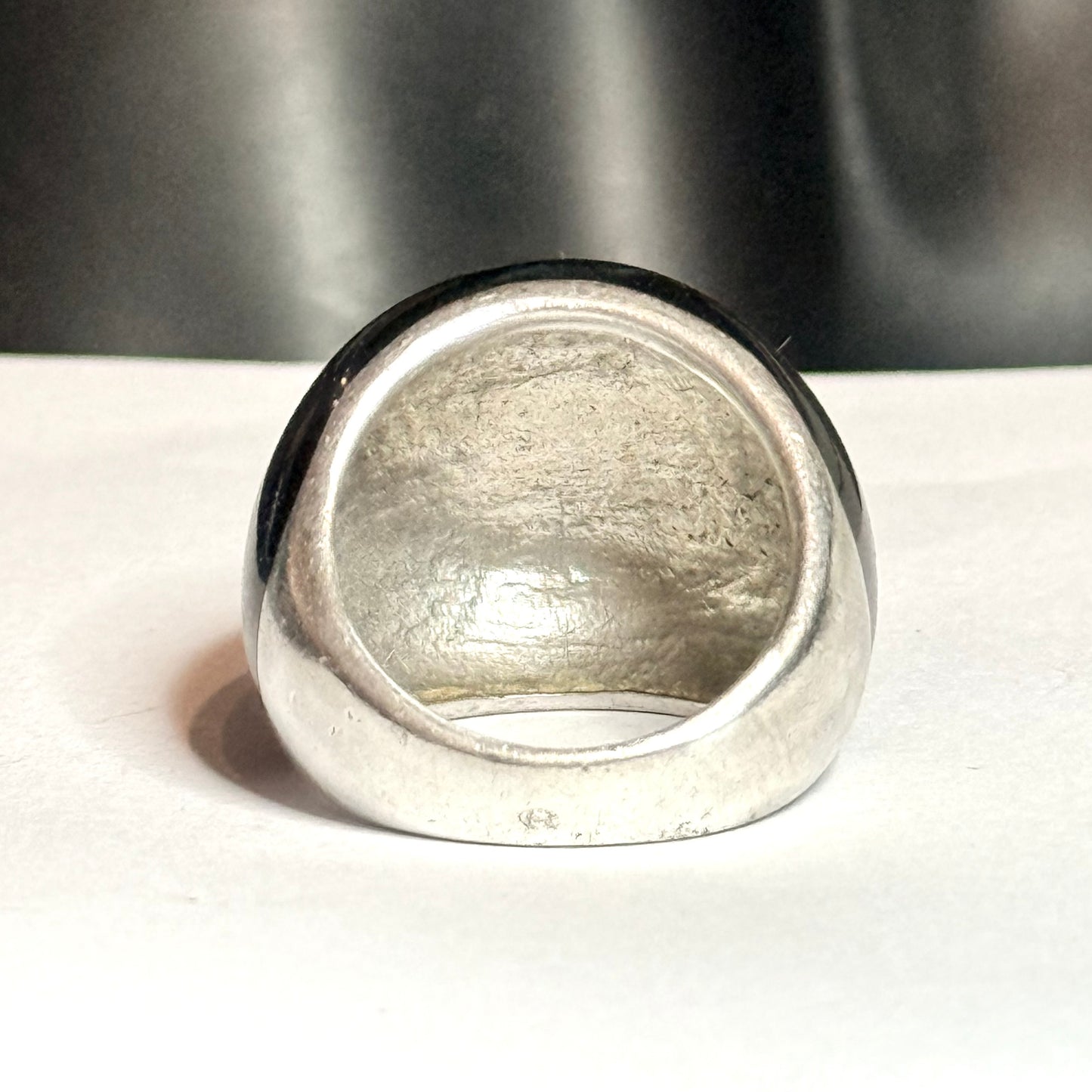 Vintage Black Globe Jet Silver Ring Size M 1/2