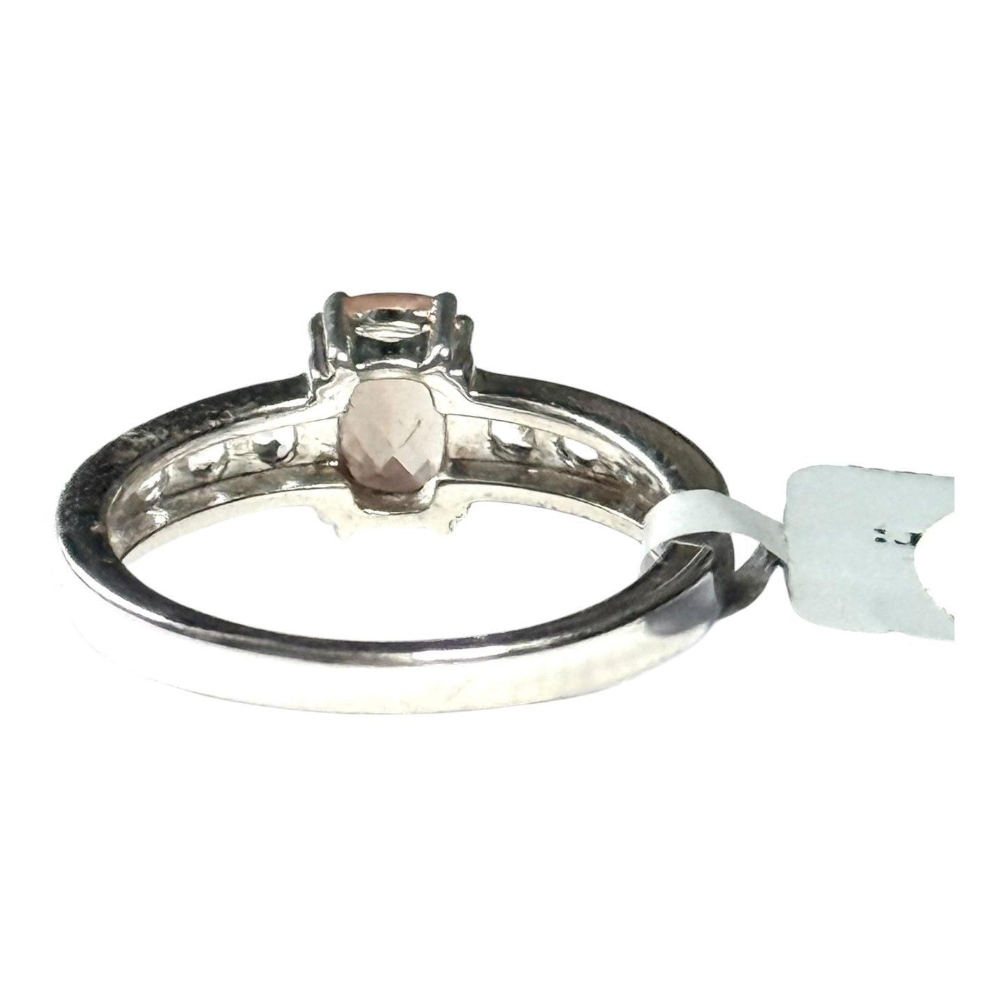 New Sunstone & White Topaz Silver Stacking Ring Size N 1/2 CSC
