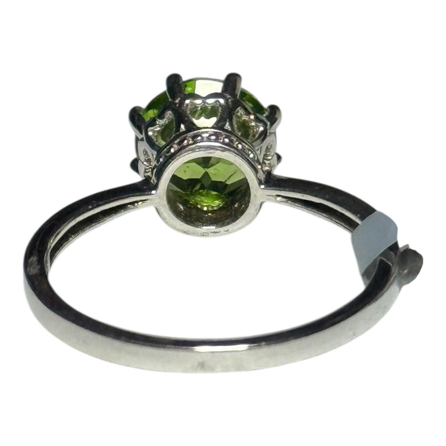 New Peridot Solitaire Silver Ring Size S - CSC