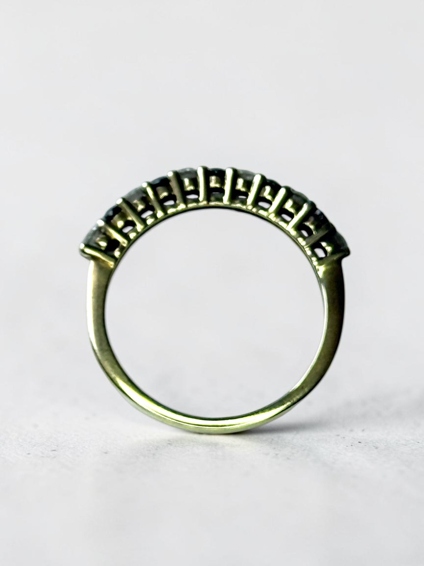 Vintage Diamond & Sapphire 9ct Gold Stacking Ring Size M