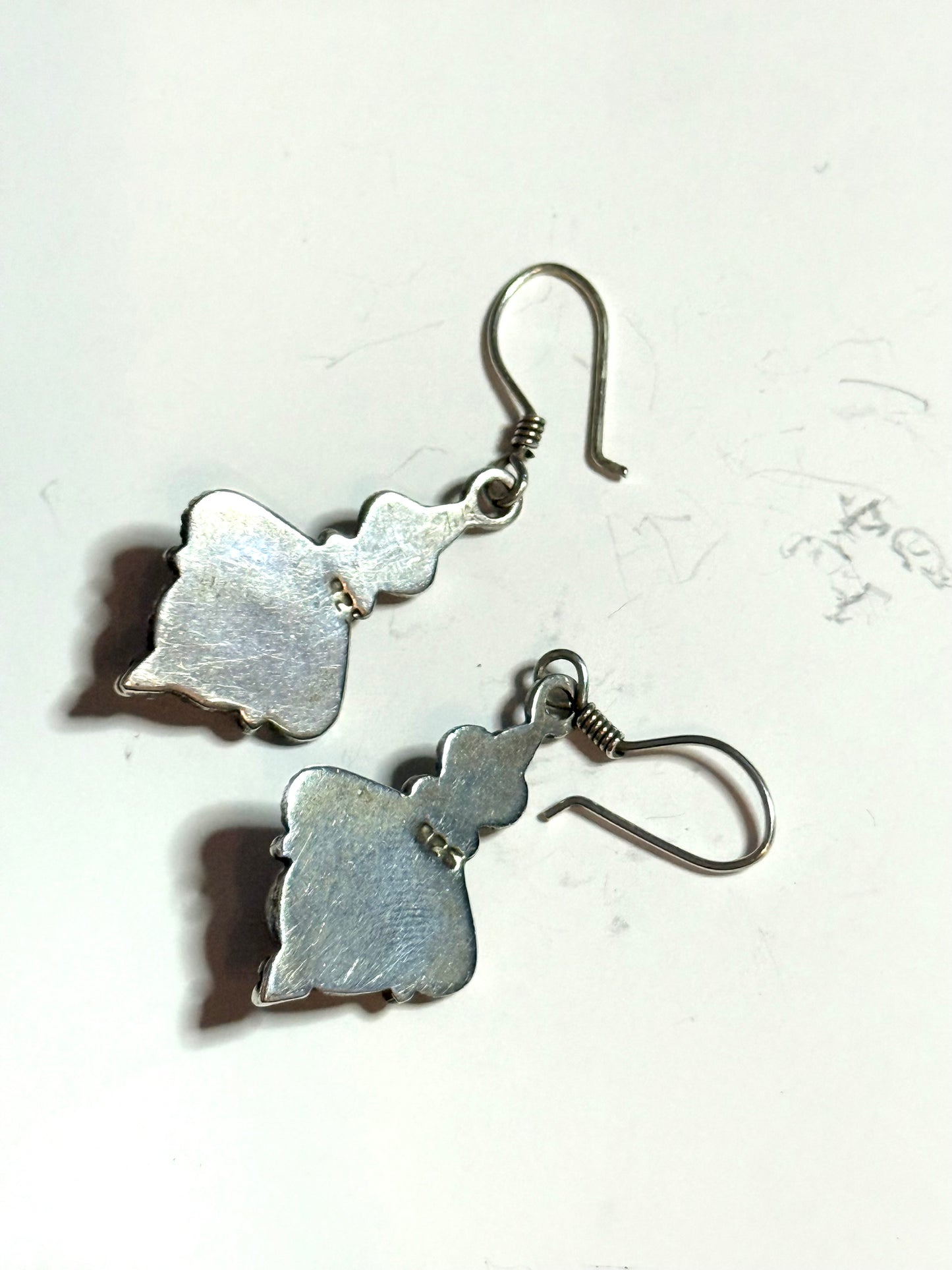 Vintage Chrysoprase Cabochon Silver Dangle Earrings