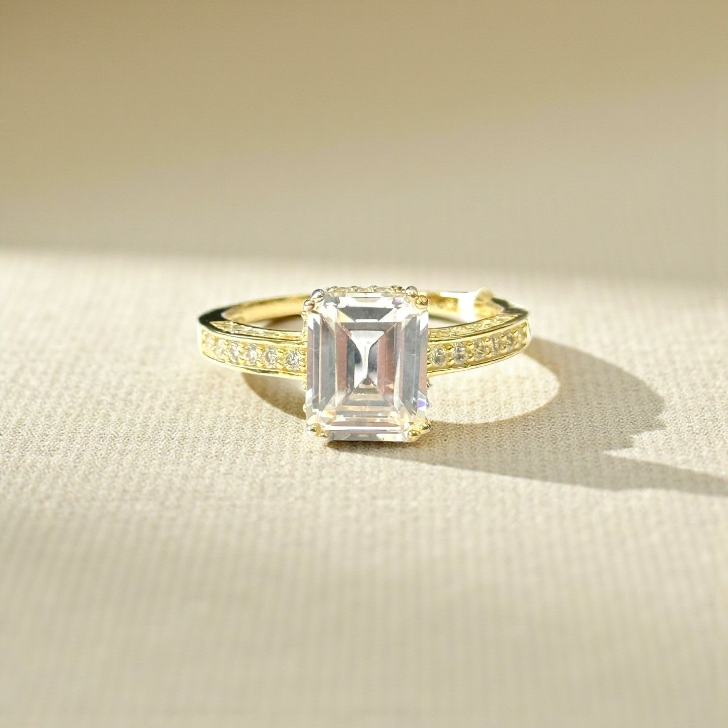 New Rock Crystal GP Silver Ring Size T