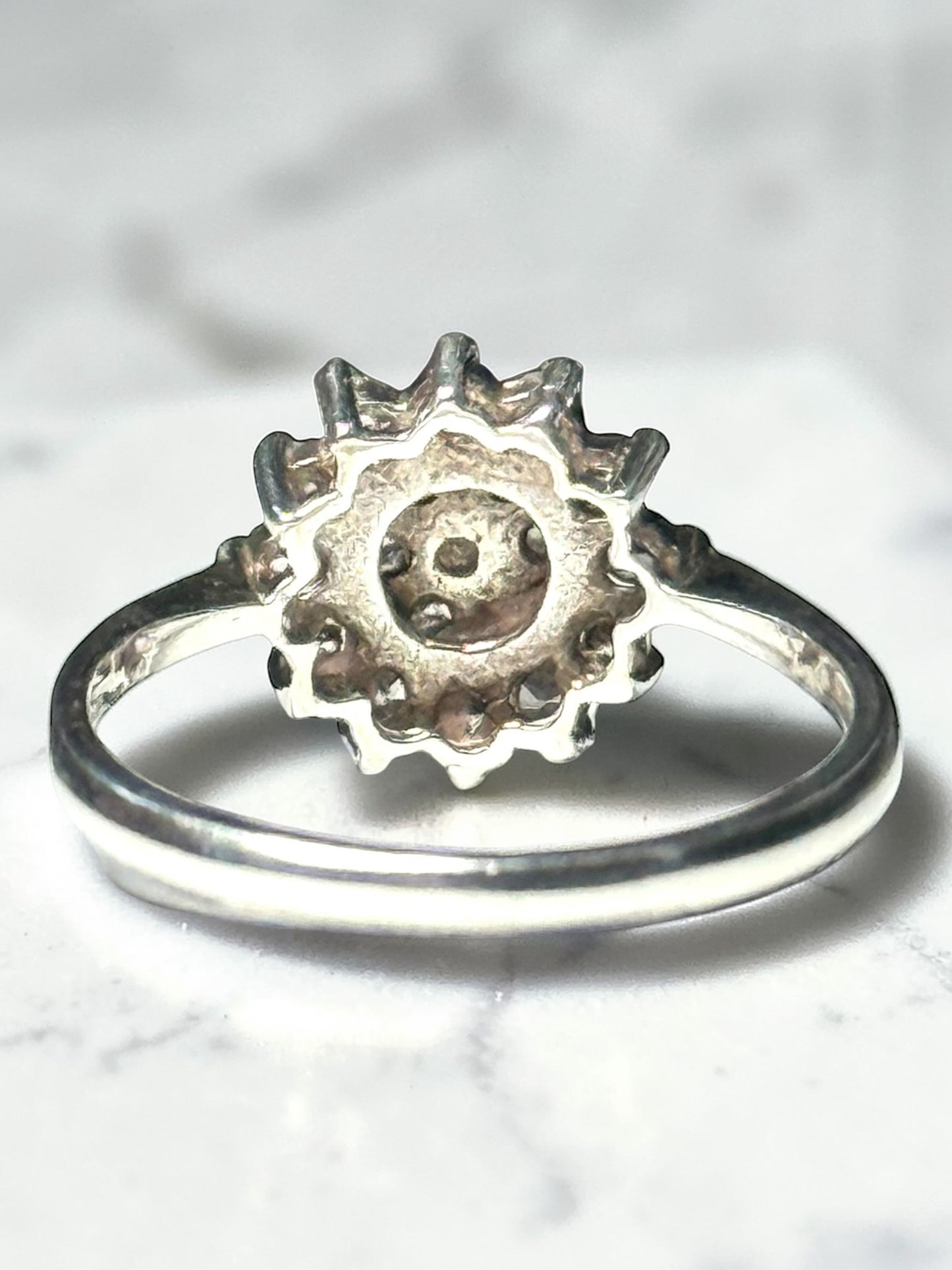 Sparkling Multi Gem Cluster CZ Silver Ring Size O