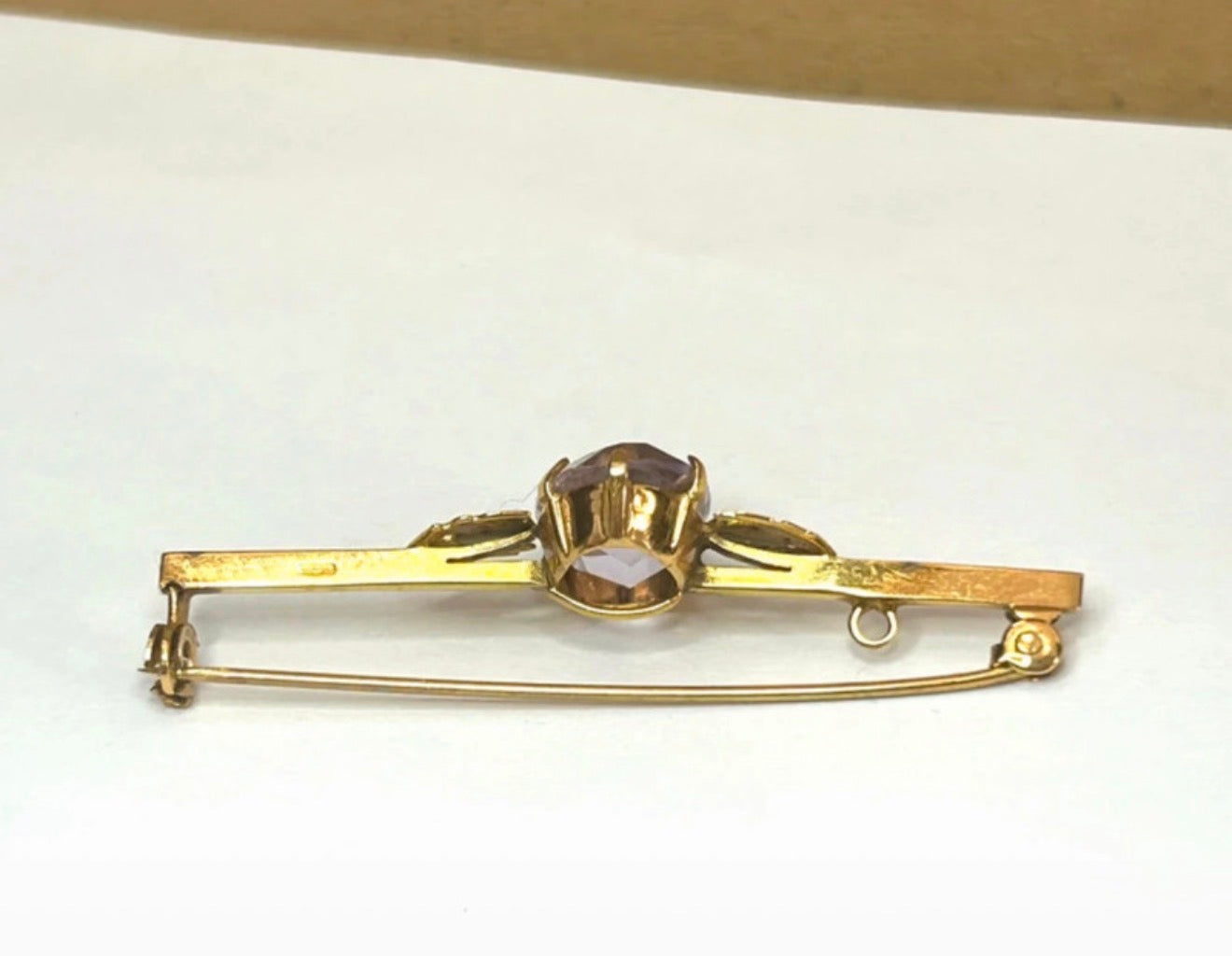 Delightful 1970 Vintage Scottish Thistle Gold Bar Brooch