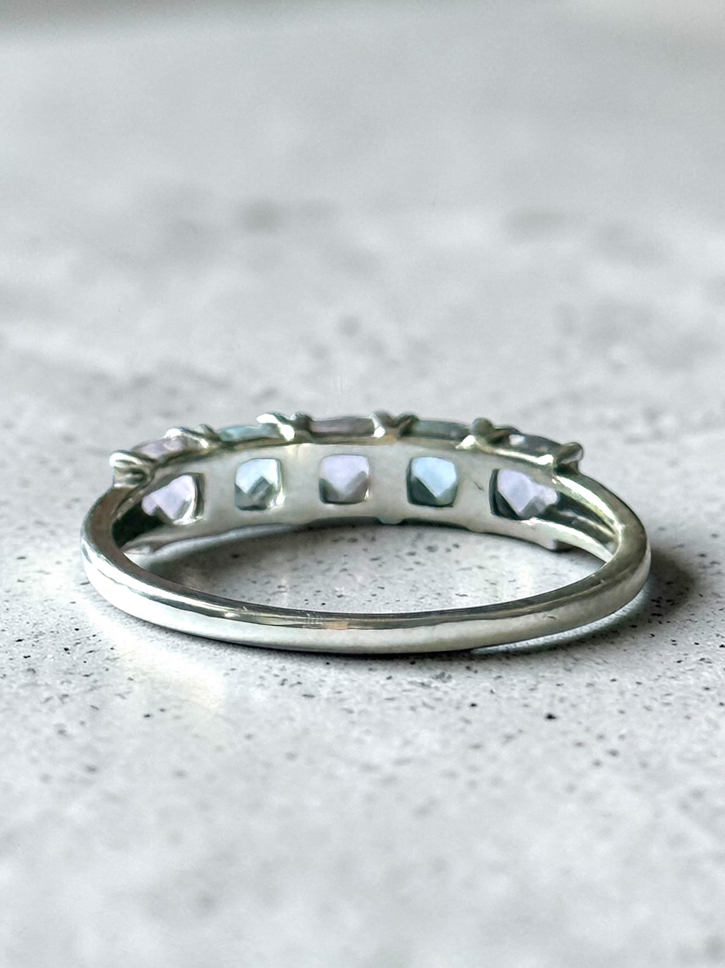 Very Pretty Vintage Amethyst & Topaz Silver Ring Size T